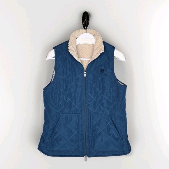 Ariat Jackets & Blazers - Ariat Real Reversible Dilon Teal Vest Faux Sherpa Women's Size Medium Western